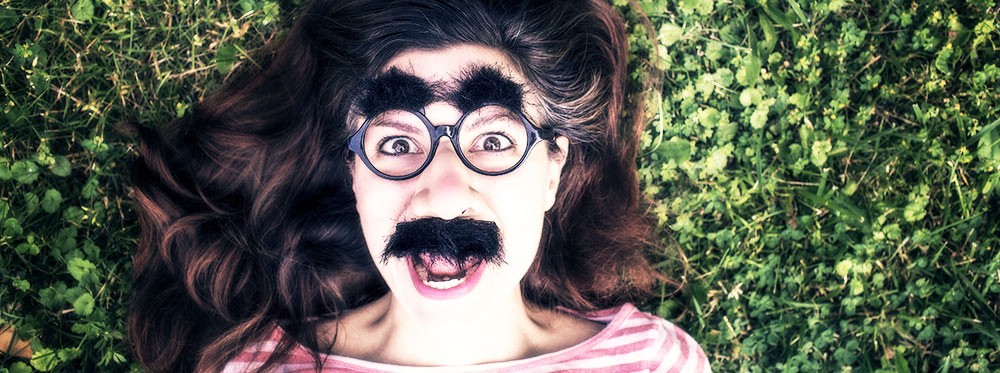 woman with funny disguise