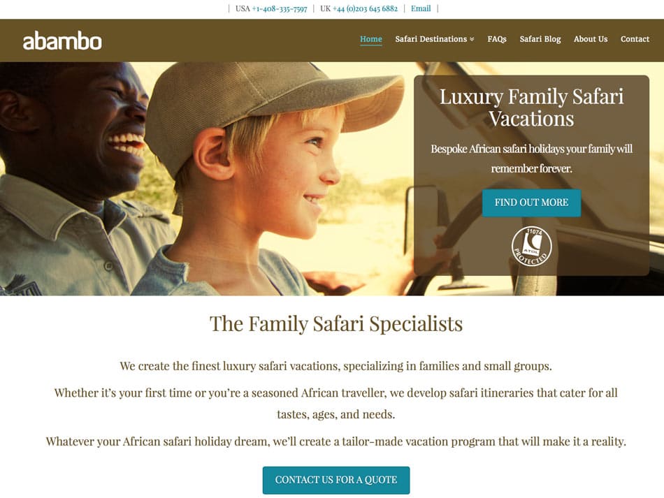 Travel Agent website design services